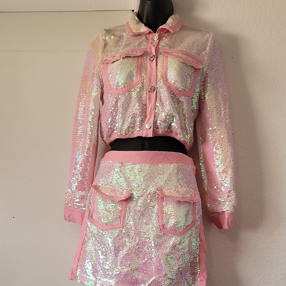 Pink Sequin Skirt